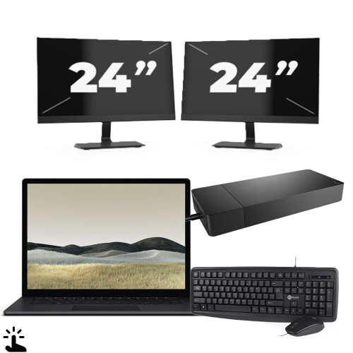 Microsoft Surface Laptop 3 - Intel Core i5-10e Generatie - 13 inch - Touch - 8GB RAM - 128GB SSD - Windows 11 Home + 2x 24 inch Monitor Tweedehands