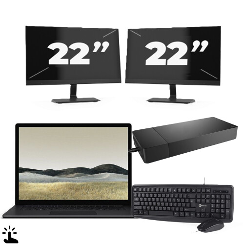 Microsoft Surface Laptop 3 - Intel Core i5-10e Generatie - 13 inch - Touch - 8GB RAM - 128GB SSD - Windows 11 Home + 2x 22 inch Monitor Tweedehands