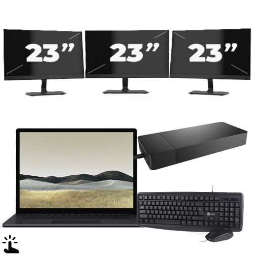 Microsoft Surface Laptop 3 - Intel Core i5-10e Generatie - 15 inch - Touch - 8GB RAM - 256GB SSD - Windows 11 Home + 3x 23 inch Monitor Tweedehands