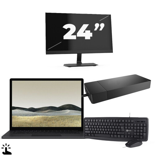 Microsoft Surface Laptop 3 - Intel Core i7-10e Generatie - 15 inch - Touch - 16GB RAM - 256GB SSD - Windows 11 Home + 1x 24 inch Monitor Tweedehands