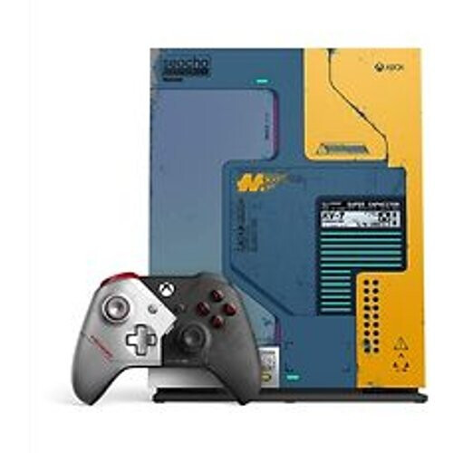 Microsoft Xbox One X 1 TB [Cyberpunk 2077 Limited Edition incl. draadloze Controller] blauw geel Tweedehands