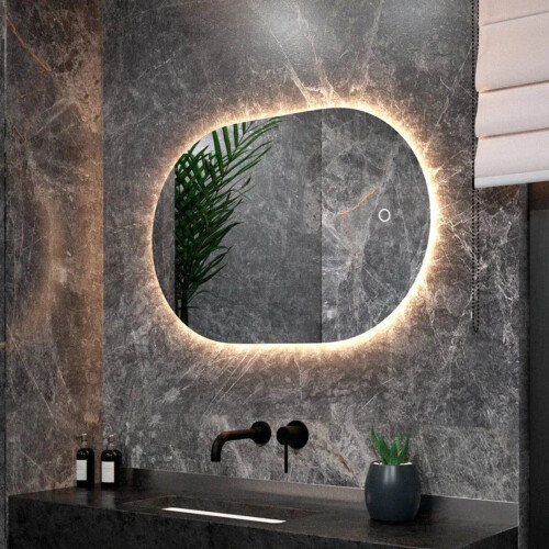 Mirlux Badkamerspiegel - Wandspiegel Ovaal - LED Verlichting Verwarming Anti Condens 90x60CM Tweedehands