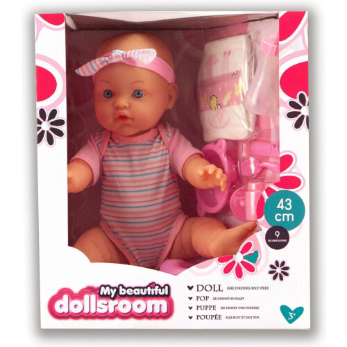 My Beautiful Dolls Room - Dollsroom Pop Drink&Plas - 43 cm met 9 accessoires