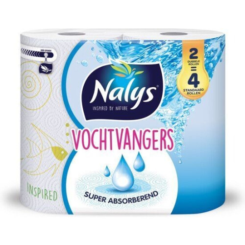 Nalys Keukenpapier Vochtvangers - 80% gerecycled folie - 2x langer en absorberend (2 stuks)