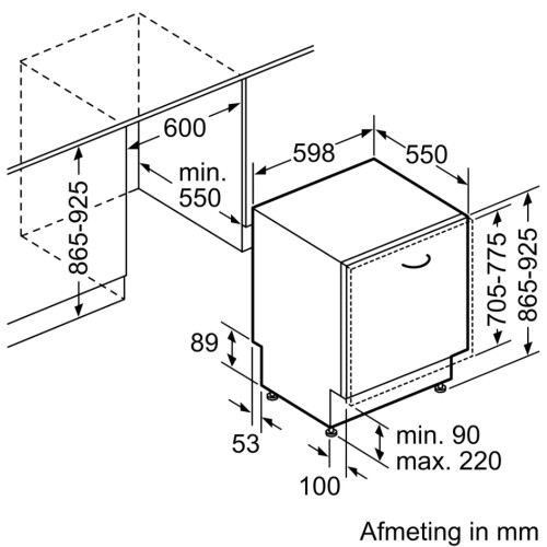 Neff S52l53x0 - Inbouw Vaatwasser - 86.5 Cm Hoog - 12 Couverts - 48 Db | Tweedehands (Refurbished)