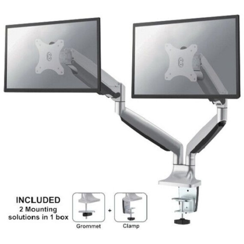 Neomounts NM-D750D - Monitorarm voor 2 schermen - Verstelbaar - Zilver