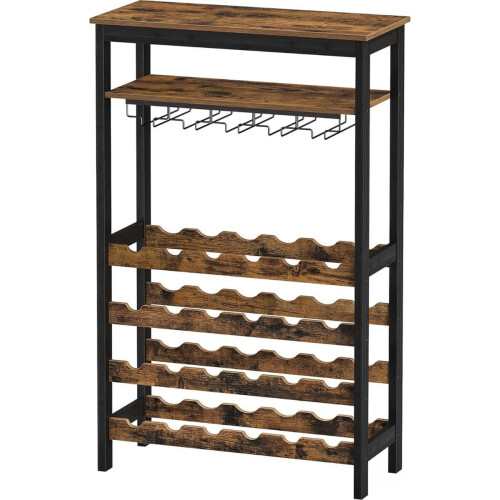 Niceey Wijnrek - Wijnkast - Barkast - Voor 24 Flessen en 15 Glazen - Flessenrek - Wijnrek Metaal