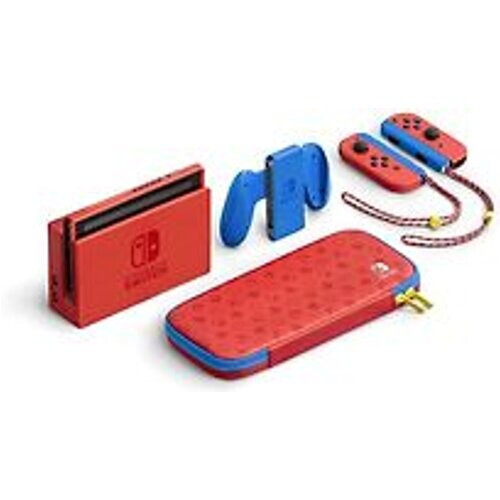 Nintendo Switch 32 GB [Mario Red & Blue Edition incl. Controller rood en draagtas, console zonder spel] rood Tweedehands