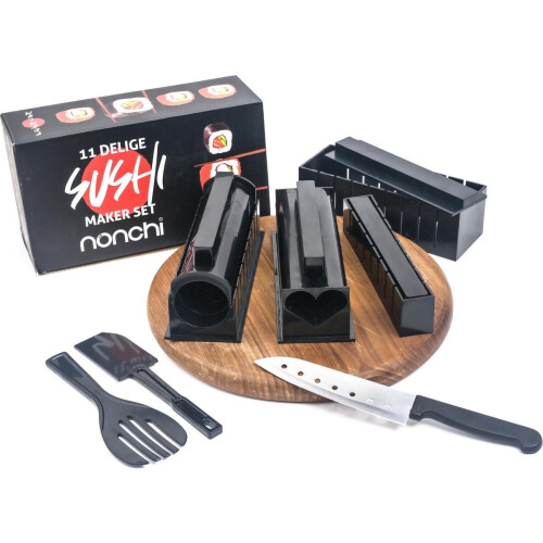 Nonchi XXL Sushi Maker - 13-delige Sushi Set - Inclusief Recepten E-book - Zwart