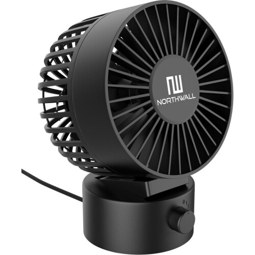 Northwall Mini USB Ventilator - Tafelventilator Zwart - Stille Mini Fan - Retro Bureau Ventilator - Klein, Stil en Geruisloos - Dual Motoren - Kantelbaar - 2 Snelheden