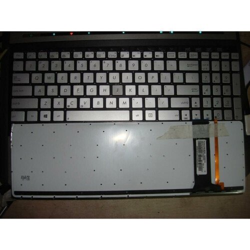 Notebook keyboard for Asus N56 N76 N550 N750 with backlit silver Tweedehands