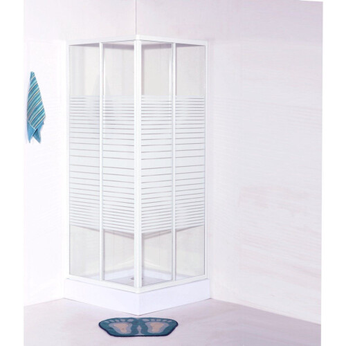 OK - Douchecabine hoekinstap 80x80 cm - 4 mm veiligheidsglas - Witte aluminium profielen Tweedehands