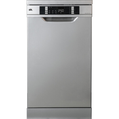 Ok ODW 4551 D FS S - Vrijstaande Vaatwasser 45 cm - 10 Couverts - Zilver
