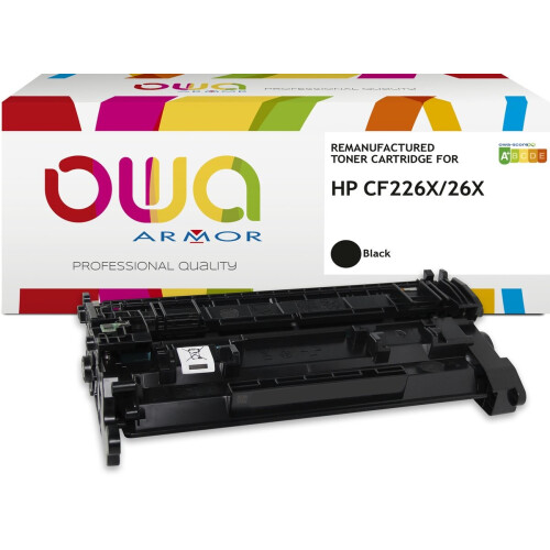 OWA toner HP CF226X - Refurbished HP toner met chip - Zwart - Hoge Capaciteit 9.000 Pagina's - 26X, CF226, 226, 226X Tweedehands