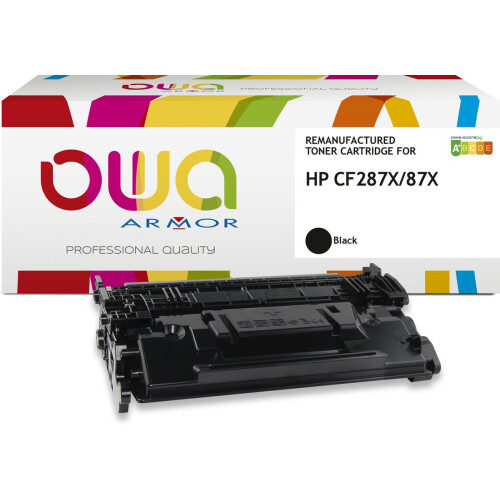 OWA toner HP CF287X - Refurbished HP toner met chip - Zwart - Hoge Capiciteit 24.000 Pagina's - 87X, CF287, 287, 287X Tweedehands