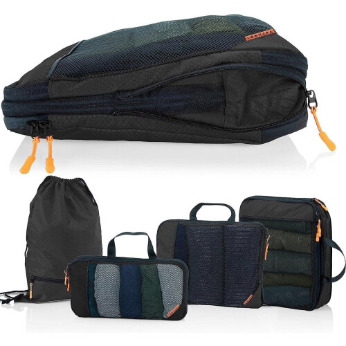 Packing Cubes Compressie - Reisorganizer voor Koffer en Rugzak - 4-delige Set - Zwart Tweedehands