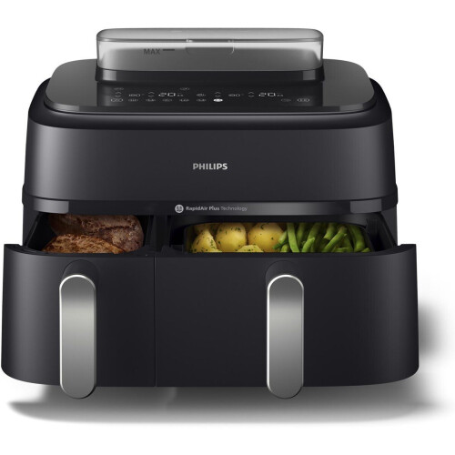 Philips 5000 Series NA551/00 - Dual Basket Airfryer - Stoomfunctie - 9L - Tot 6 Personen