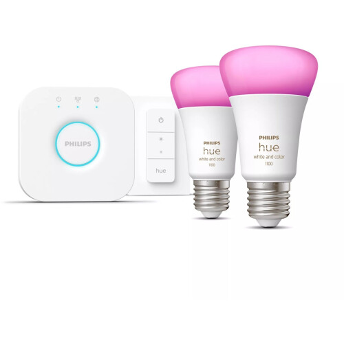 Philips Hue - Starterkit - 2 E27 slimme lampen 1100lm + dimmer switch