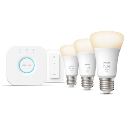 Philips Hue White Starterkit - 3 E27 slimme lampen 1100lm + dimmer switch