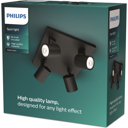 Philips Runner - Opbouwspot - 4-lichts draaibaar - zwart Tweedehands