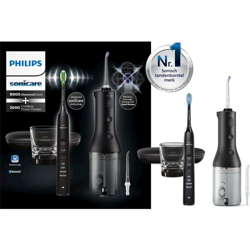 Philips Sonicare DiamondClean 9000 - Elektrische tandenborstel met Waterflosser - C3 Premium Plaque Defence - Zwart Tweedehands