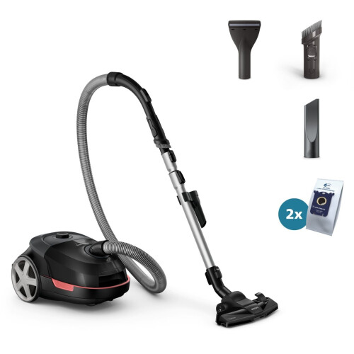 Philips XD5123/10 - Stofzuiger met Zak - 900W Motor HEPA Filter - Diep zwart