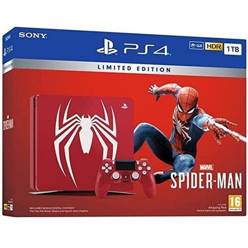 PlayStation 4 Slim 1000GB - Rood - Limited edition Marvel’s Spider-Man + Marvel’s Spider-Man Tweedehands