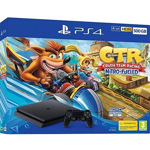 PlayStation 4 Slim 500GB - Zwart + Crash Team Racing: Nitro-Fueled Tweedehands