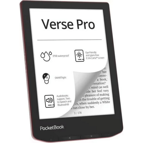 PocketBook Verse Pro - eReader - Bluetooth Text-to-Speech IPX8 - Passion Red