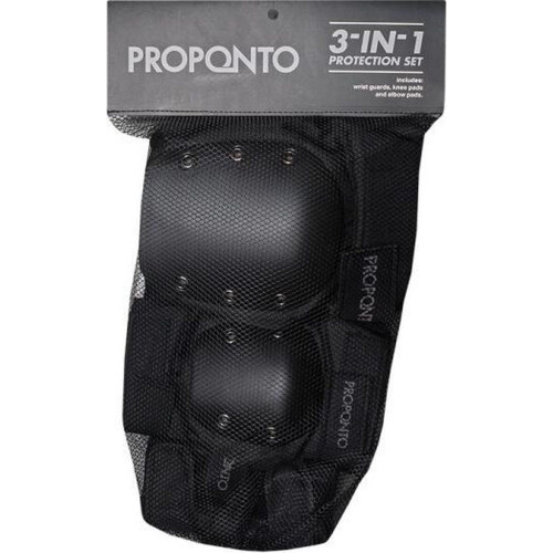 PROPONTO 3 in 1 Beschermingsset - Knie elleboog polsbescherming - Zwart - Small