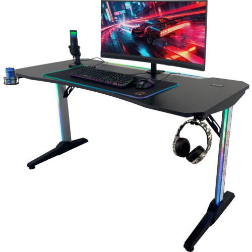 Qware Fremont - Gaming Bureau - RGB LED - Aluminium - 140cm - Zwart