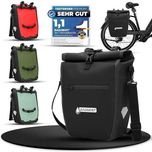 RADGEIST Fietstas - Bagagedrager - Waterdicht 20 Liter - Zwart (2 stuks) Tweedehands