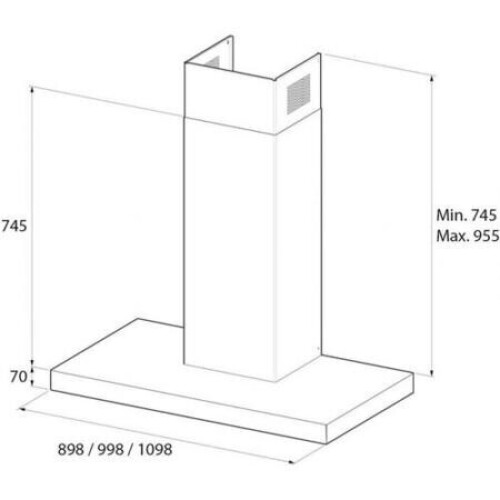 Rangemaster Unbhds90ss - Wandschouw Afzuigkap - 90 Cm - 700 M³/u - Led & Touch Control | Nieuw (outlet)