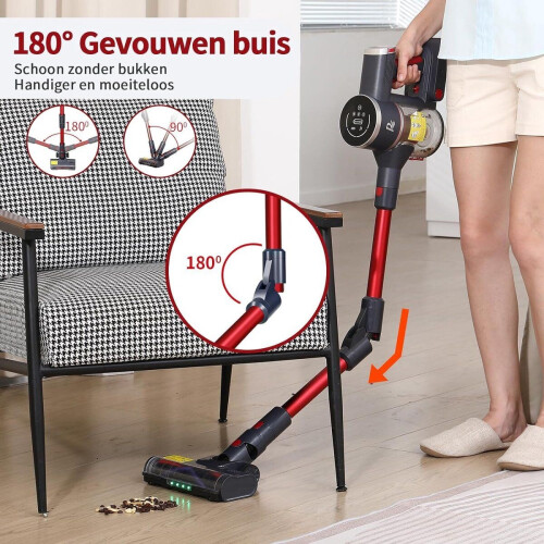 RAVAS 806 - Snoerloze Stofzuiger 35 KPA 550 W 60 minuten OLED touchscreen 1,7 l afneembare batterij