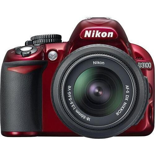 Reflex D3100 - Rood + Nikon AF-S DX Nikkor 18-55mm f/3.5-5.6G VR f/3.5-5.6 Tweedehands