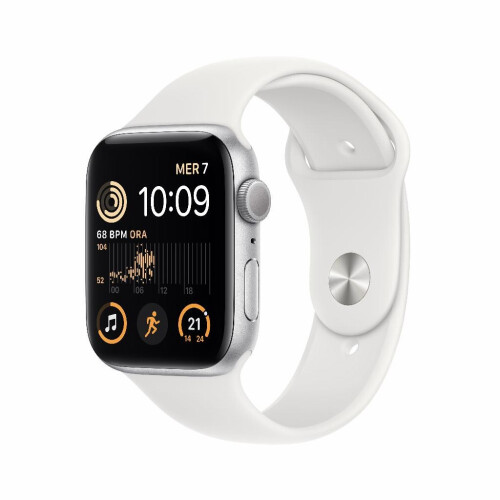 Refurbished Apple Watch SE 2022 GPS 44mm Zilver Als nieuw Tweedehands