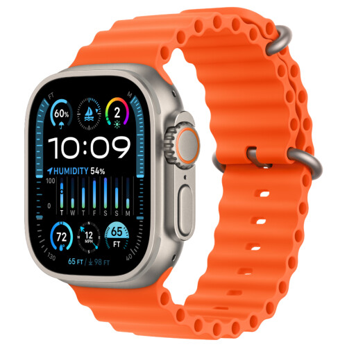 Refurbished Apple Watch Ultra 2 49 mm Oceanband Oranje Als nieuw