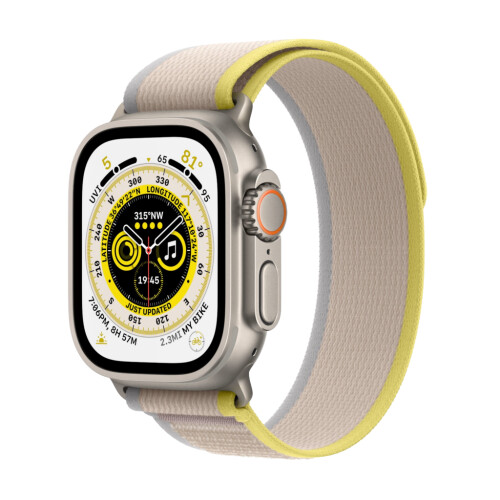 Refurbished Apple Watch Ultra 49mm Trail band Trail Geel Beige Licht gebruikt
