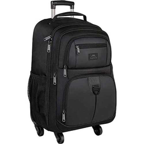 Reisrugzak met wielen - 17 inch laptoptrolley - waterbestendig en multifunctioneel - Zwart