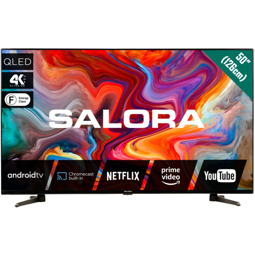 Salora 50QLEDTV - Ultra HD TV - 50"- Google Android 9.0 - Zwart