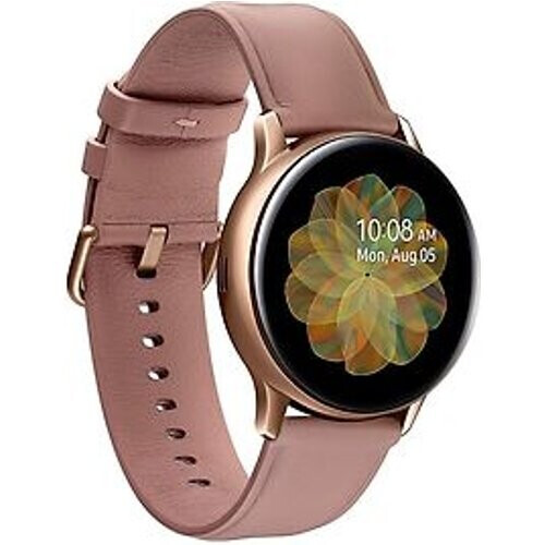 Samsung Galaxy Watch Active2 40 mm roestvrij stalen kast goud op lederen bandje roze [wifi] Tweedehands