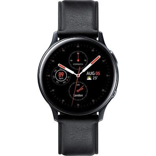 Samsung Galaxy Watch Active2 40 mm roestvrij stalen kast zwart op lederen bandje black [wifi + 4G] Tweedehands