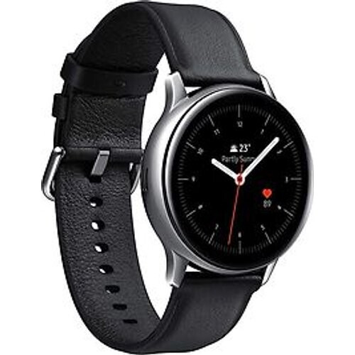 Samsung Galaxy Watch Active2 44 mm roestvrij stalen kast zilver op lederen bandje black [wifi + 4G]