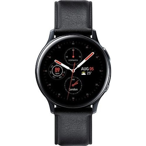 Samsung Galaxy Watch Active2 44 mm roestvrij stalen kast zwart op lederen bandje black [wifi] Tweedehands
