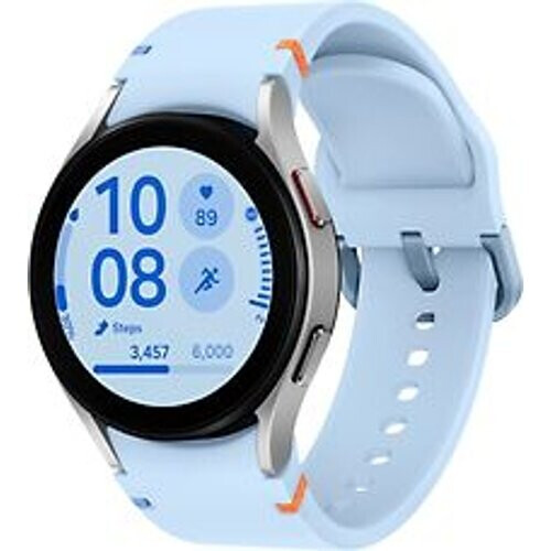 Samsung Galaxy Watch FE 40mm aluminium kast zilver op siliconen bandje blauw [wifi] Tweedehands
