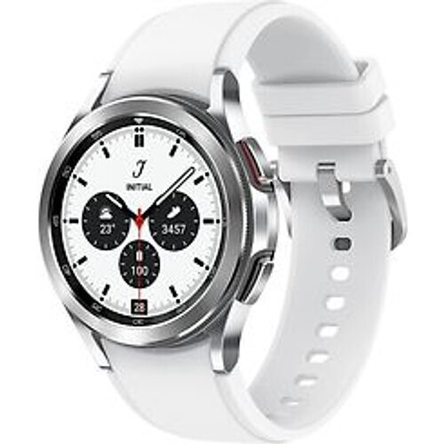 Samsung Galaxy Watch4 Classic 42 mm roestvrij stalen kast zilver op siliconen bandje wit [wifi] Tweedehands