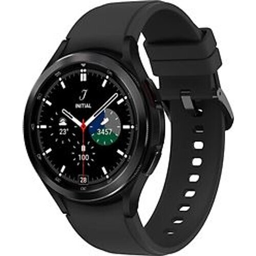 Samsung Galaxy Watch4 Classic 42 mm roestvrij stalen kast zwart op siliconen bandje zwart [wifi + 4G]