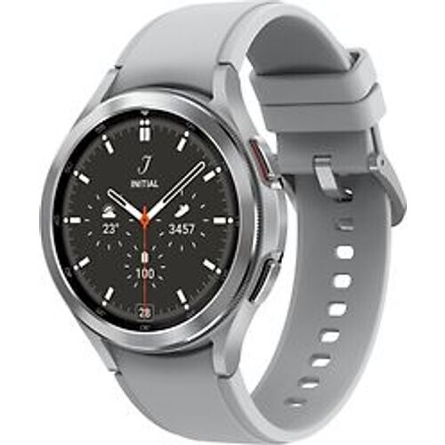 Samsung Galaxy Watch4 Classic 46 mm roestvrij stalen kast zilver op siliconen bandje zilver [wifi] Tweedehands