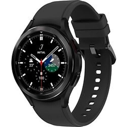 Samsung Galaxy Watch4 Classic 46 mm roestvrij stalen kast zwart op siliconen bandje zwart [wifi + 4G] Tweedehands