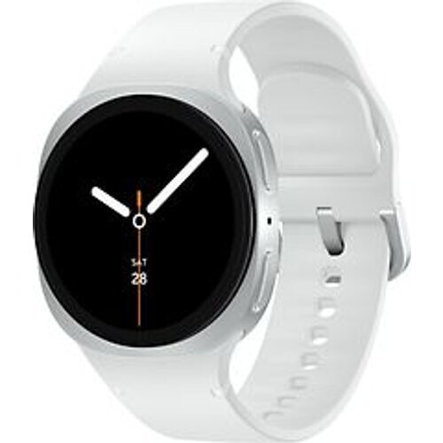 Samsung Galaxy Watch8 40 mm aluminium kast silver op Sport Band S/M white [Wi-Fi + 4G]